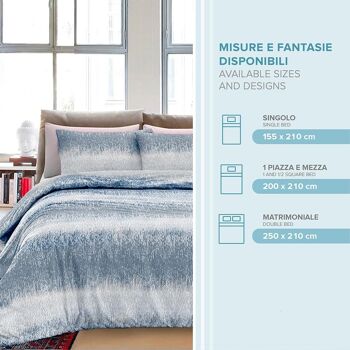 Dorian Home, Parure de lit double 200 x 210, 100 % coton doux et pur, fabriquée en Italie, motif gouttes bleu sarcelle 3