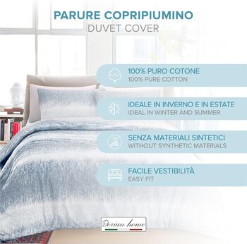 Dorian Home Parure de lit double 250 x 210 cm, housse de couette double en coton 100 % doux et pur, fabriquée en Italie, motif gouttes bleu sarcelle 5