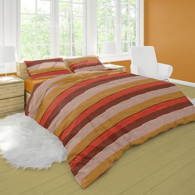 Dorian Home, Bettwäsche-Set für Doppelbett, 200 x 210 cm, aus 100 % weicher und reiner Baumwolle, hergestellt in Italien, Muster Garda Orange