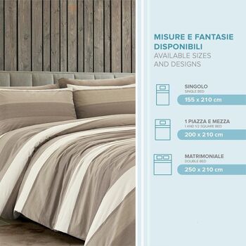 Dorian Home Parure de lit double 250 x 210 cm, housse de couette double en coton 100 % doux et pur coton, fabriquée en Italie, motif beige Garda 3