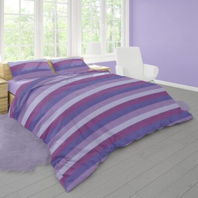 Dorian Home, Parure de lit simple 155 x 210, 100 % coton doux et pur, fabriquée en Italie, motif violet de Garde