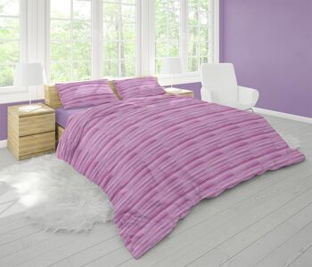 Dorian Home, Parure de lit double 200 x 210 cm, 100 % coton doux et pur, fabriquée en Italie, motif violet Laveno 1