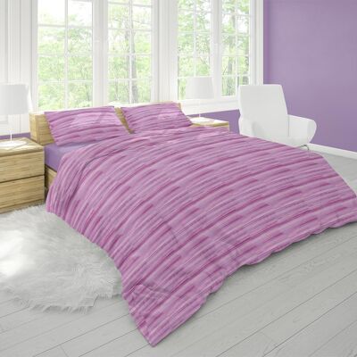 Dorian Home Doppelbett-Bettbezug-Set 250 x 210 cm, Doppelbett-Baumwoll-Bettbezug aus 100 % weicher und reiner Baumwolle, hergestellt in Italien, Laveno-Lila-Muster