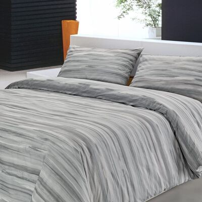 Dorian Home, Bettwäsche-Set für Doppelbett, 200 x 210 cm, aus 100 % weicher und reiner Baumwolle, hergestellt in Italien, Muster in Laveno-Grau