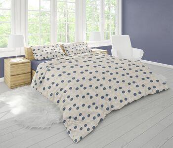 Dorian Home Parure de lit double 250 x 210 cm, housse de couette double en coton 100 % doux et pur, fabriquée en Italie, motif à pois beige 1