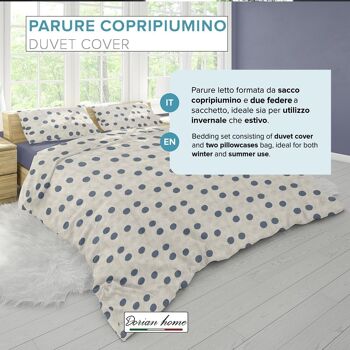 Dorian Home Parure de lit double 250 x 210 cm, housse de couette double en coton 100 % doux et pur, fabriquée en Italie, motif à pois beige 2