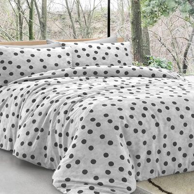 Dorian Home Double Duvet Cover Set 250 x 210 cm, Double Cotton Duvet Cover Made of 100% Soft and Pure Cotton, Made in Italy, Gray Polka Dot Pattern