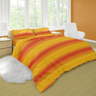 Dorian Home Parure de lit double 250 x 210 cm, housse de couette double en coton 100 % doux et pur, fabriquée en Italie, motif orange émeraude