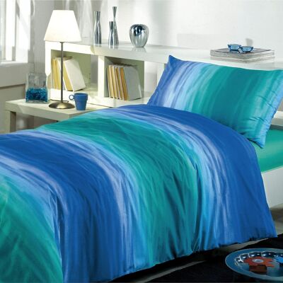 Dorian Home, Double Duvet Cover Set 200 x 210, Made of 100% Soft and Pure Cotton, Made in Italy, Emerald Bluette Pattern