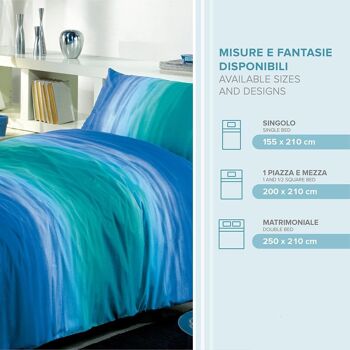 Dorian Home, Parure de lit double 200 x 210, 100 % coton doux et pur, fabriquée en Italie, motif bleu émeraude 3