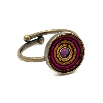 India Antik Ring 03 Petite bague avec incrustation colorée 36