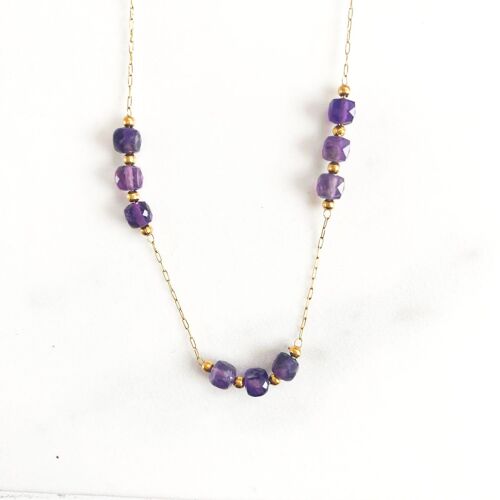 Collier cubes violet améthyste