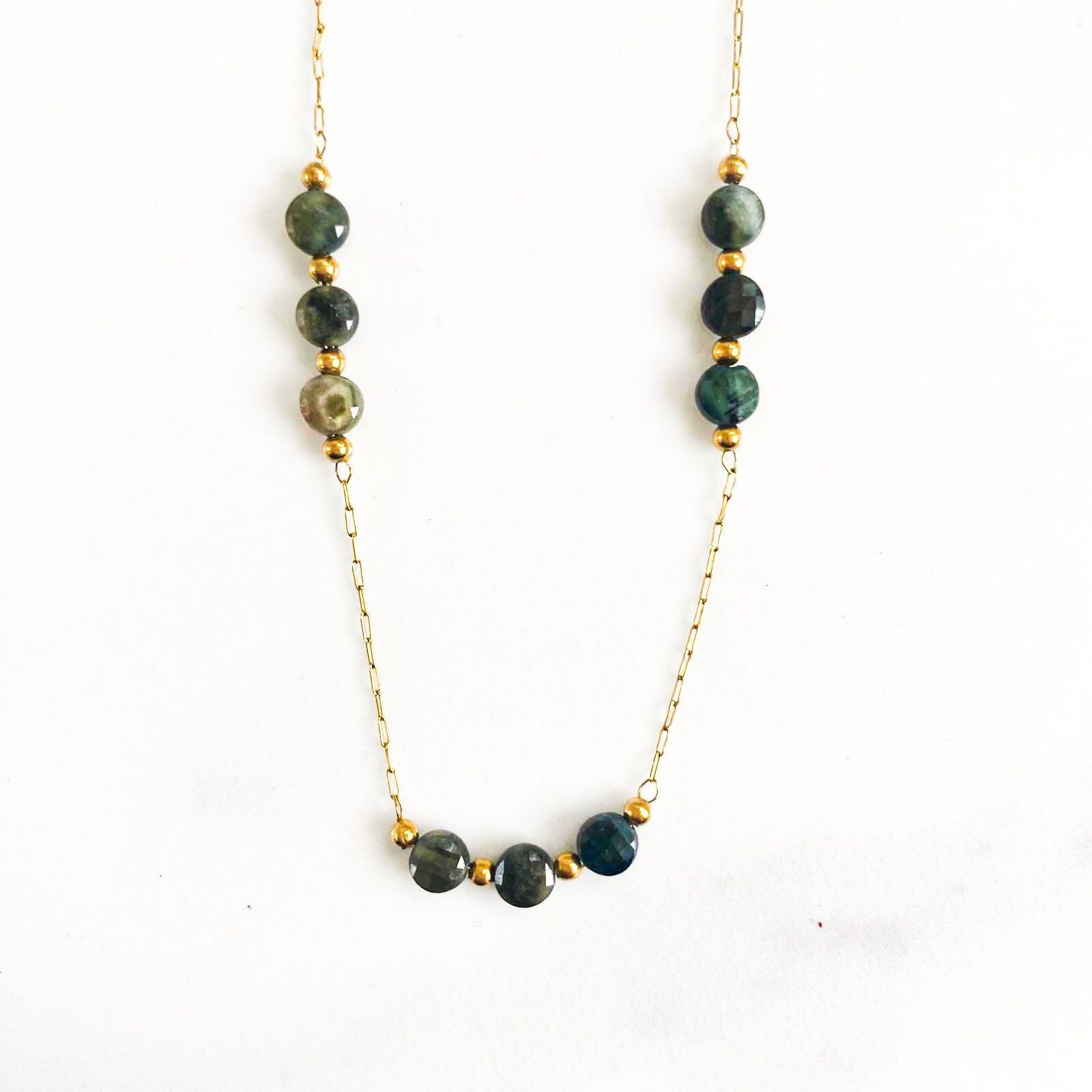 Collier cubes verts unakite