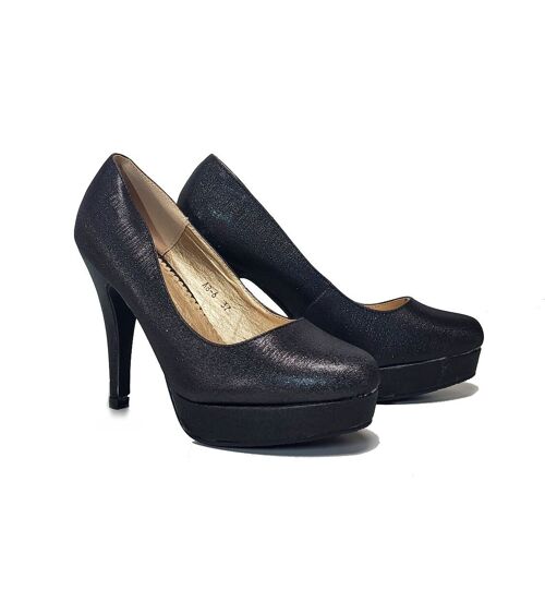 Women's shoes - Black glitter court shoes with high heels