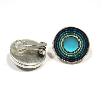 India Antik ear clip 02 - colorful clip with glass cabouchon