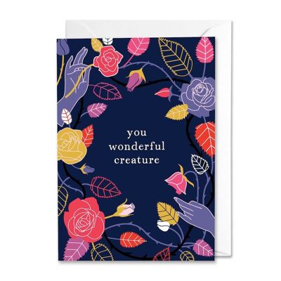 Blumen-Ermutigungskarte „You Wonderful Creature“.