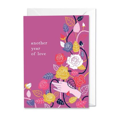 Ein weiteres Jahr der Liebe Blumen-Jubiläumskarte