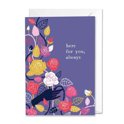 Ici pour vous, carte d’encouragement toujours florale