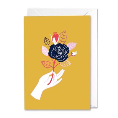 Pretty Rose Bouquet Yellow Greetings Card