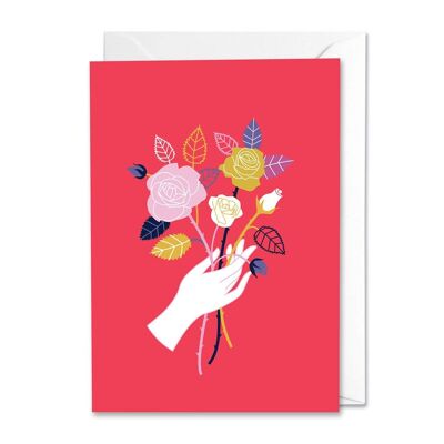 Bunte Grußkarte mit hellem Blumenstrauß