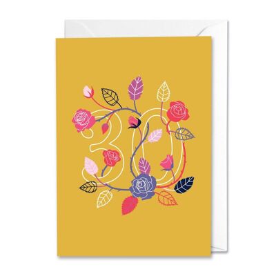 Age 30 Floral Greetings Card