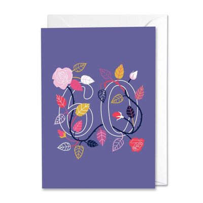 Age 60 Floral Greetings Card