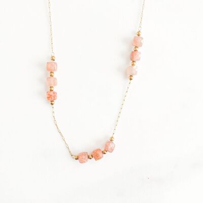 Pink rodocrosite pebble necklace