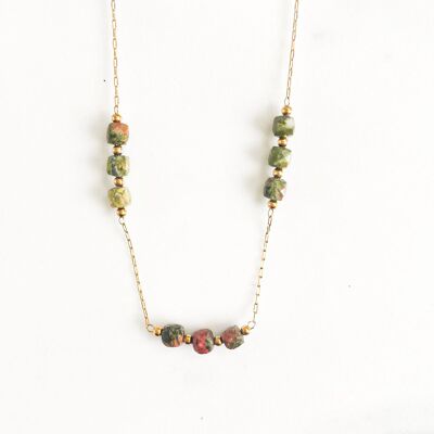 Khaki tourmaline pebble necklace