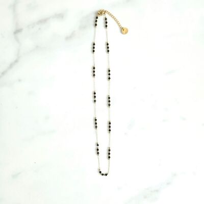 Black spinel mini pebble necklace