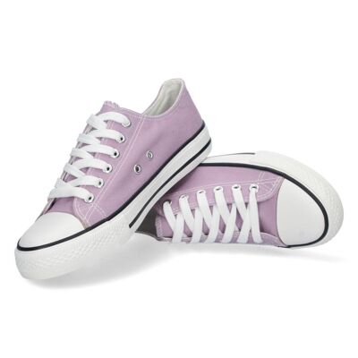 Sneaker plate en toile avec lacets en violet