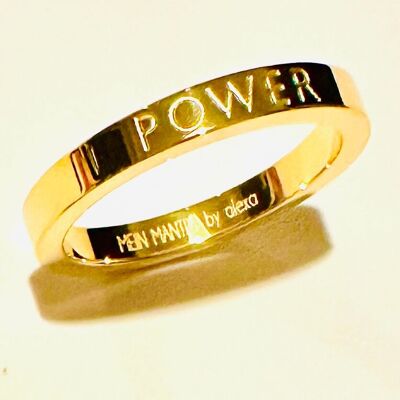 POWER, cadena de anillos de acero inoxidable dorado.
