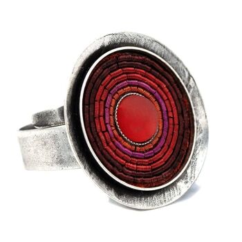 India Antik Ring 01 - grande bague avec incrustations colorées 11