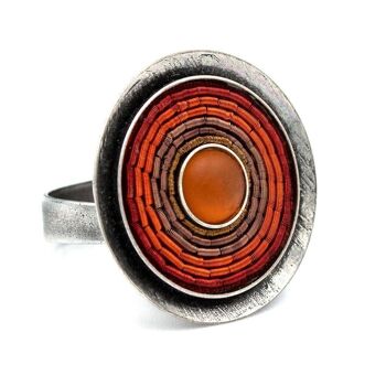 India Antik Ring 01 - grande bague avec incrustations colorées 18