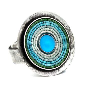 India Antik Ring 01 - grande bague avec incrustations colorées 19