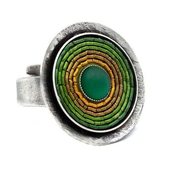 India Antik Ring 01 - grande bague avec incrustations colorées 20
