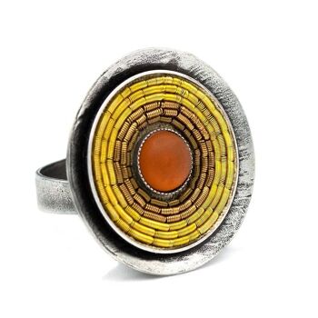 India Antik Ring 01 - grande bague avec incrustations colorées 21
