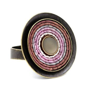 India Antik Ring 01 - grande bague avec incrustations colorées 25