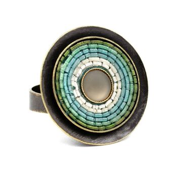 India Antik Ring 01 - grande bague avec incrustations colorées 32