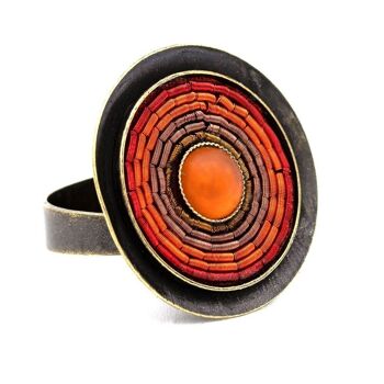 India Antik Ring 01 - grande bague avec incrustations colorées 34