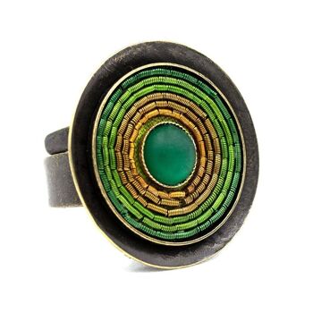 India Antik Ring 01 - grande bague avec incrustations colorées 36