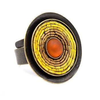 India Antik Ring 01 - grande bague avec incrustations colorées 37