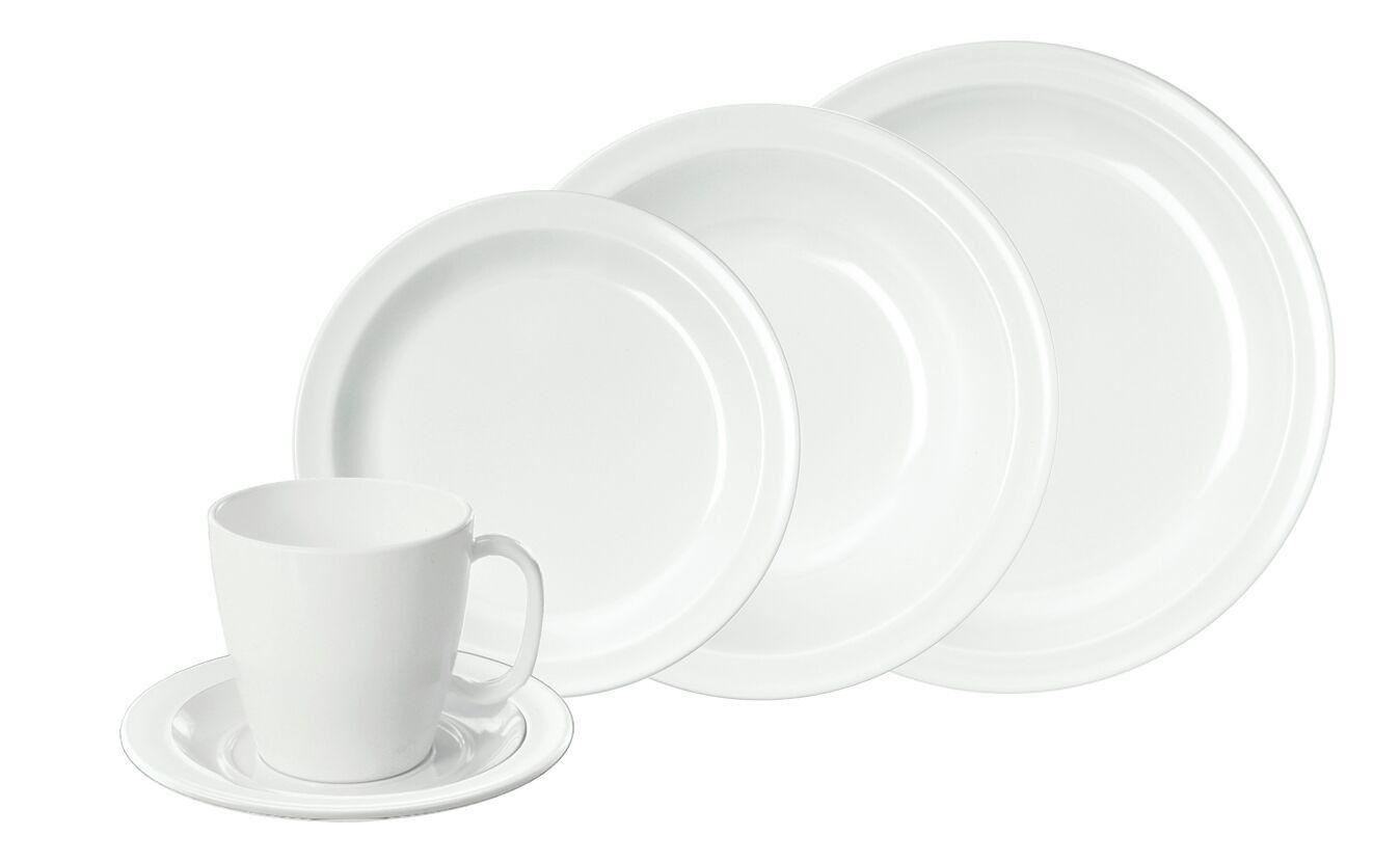 2er Melamin-Geschirrset weiss 10-teilig im PE-Beutel