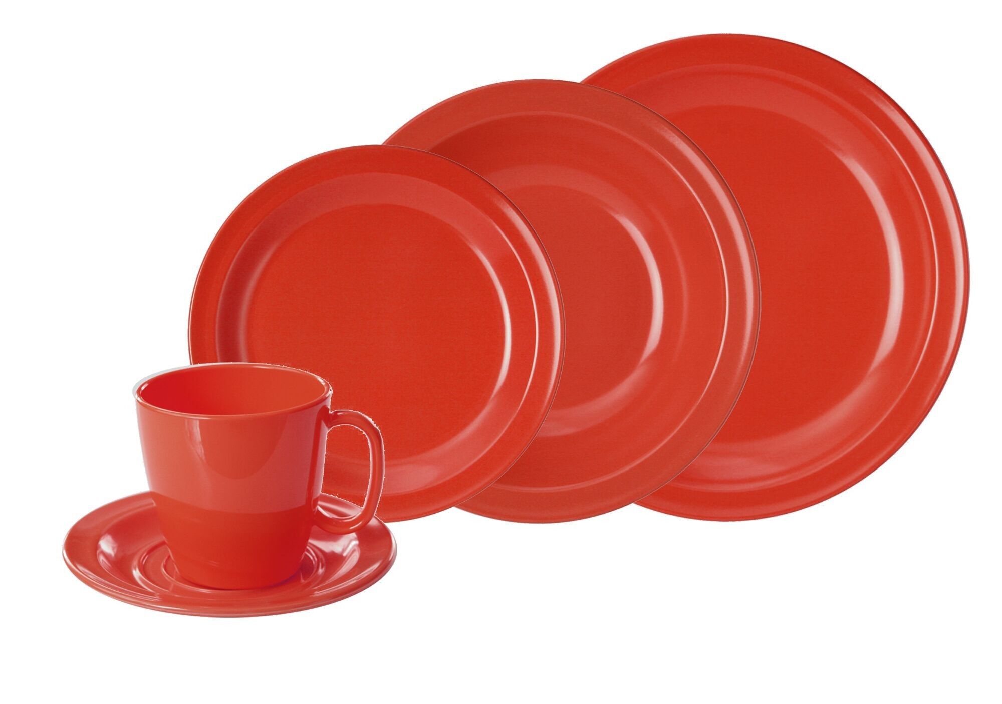 Juego de 2 vajillas de melamina rojo, 10 piezas en bolsa de PE