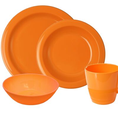 2er PBT-Frühstücksgeschirr-Set orange 8-teilig im PE-Beutel