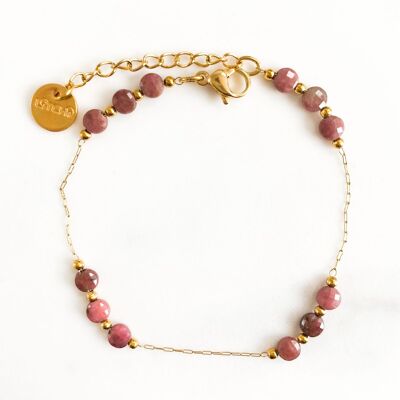 Pink rodocrosite pebble bracelet