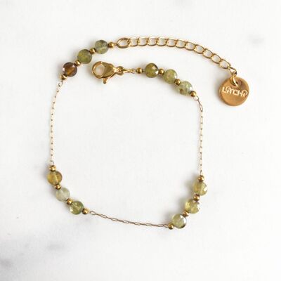 Green pebble bracelet, green garnets