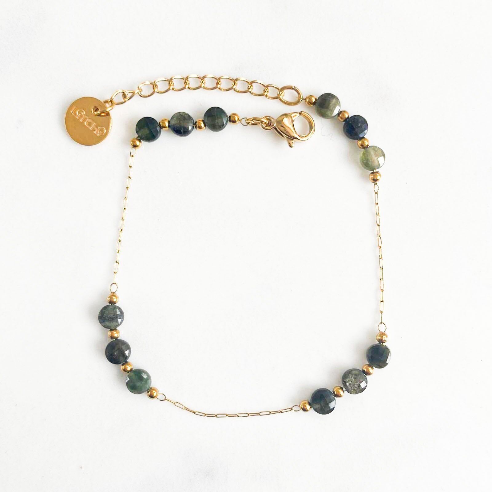 Bracciale con ciottoli di tormalina kaki