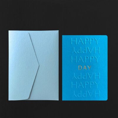 HAPPY HAPPY DAY-Postkarte mit Vergoldungsprägung + Aqua-Umschlag