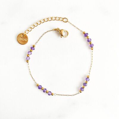 Purple amethyst mini pebble bracelet
