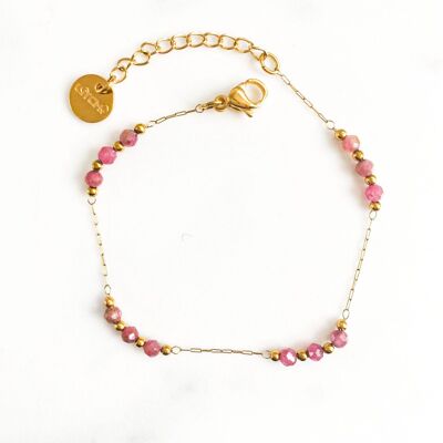 Mini pink rodocrosite pebble bracelet